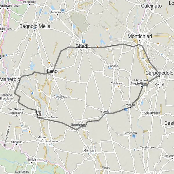 Mapa miniatúra "Okruh Monte Rocchetta" cyklistická inšpirácia v Lombardia, Italy. Vygenerované cyklistickým plánovačom trás Tarmacs.app