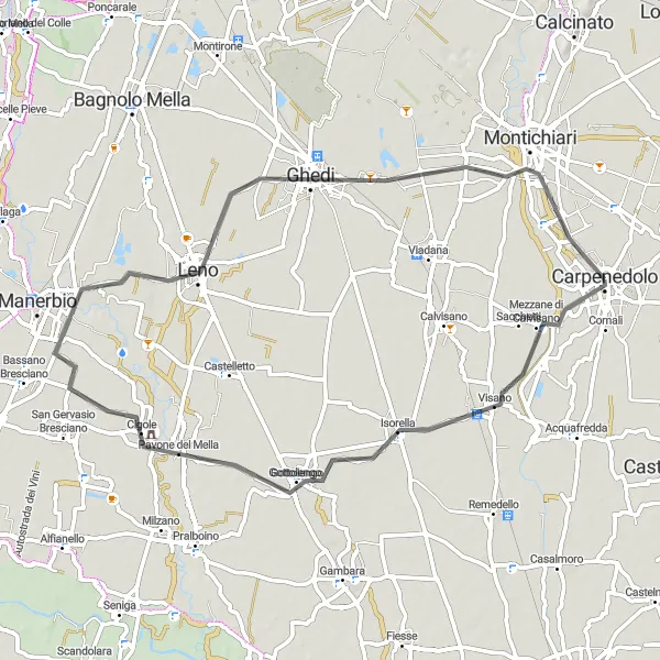 Map miniature of "Historical Villages and Natural Beauty" cycling inspiration in Lombardia, Italy. Generated by Tarmacs.app cycling route planner