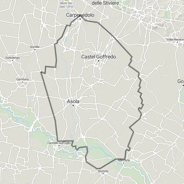 Map miniature of "The Ceresara Adventure" cycling inspiration in Lombardia, Italy. Generated by Tarmacs.app cycling route planner