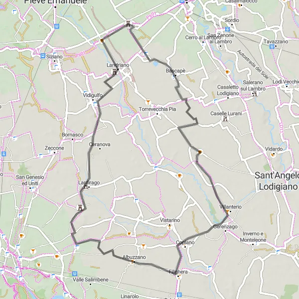 Miniature de la carte de l'inspiration cycliste "Les châteaux de Lombardie" dans la Lombardia, Italy. Générée par le planificateur d'itinéraire cycliste Tarmacs.app