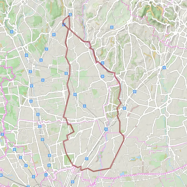 Mapa miniatúra "Gravel Cyklotúra od Carugo" cyklistická inšpirácia v Lombardia, Italy. Vygenerované cyklistickým plánovačom trás Tarmacs.app