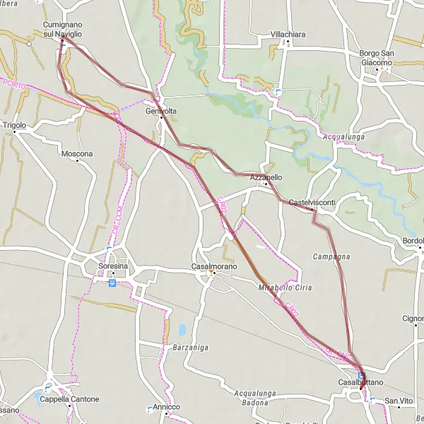 Map miniature of "Lombardia Gravel Escape" cycling inspiration in Lombardia, Italy. Generated by Tarmacs.app cycling route planner