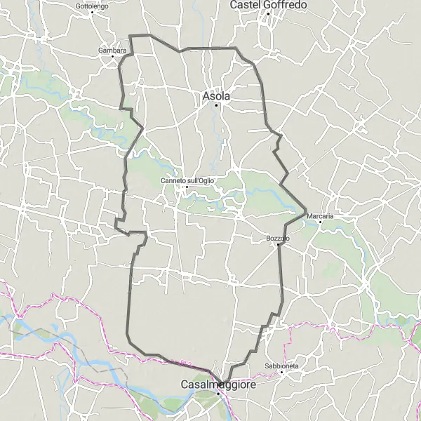 Kartminiatyr av "Utforsk Mantova-regionen" sykkelinspirasjon i Lombardia, Italy. Generert av Tarmacs.app sykkelrutoplanlegger