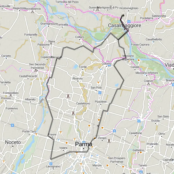 Miniatua del mapa de inspiración ciclista "Ruta del Po y sus encantos" en Lombardia, Italy. Generado por Tarmacs.app planificador de rutas ciclistas