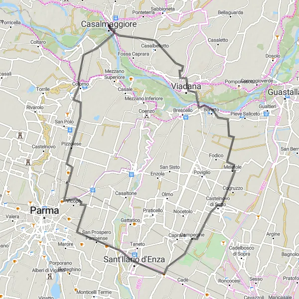 Zemljevid v pomanjšavi "Raznolika kolesarska pot skozi podeželje" kolesarske inspiracije v Lombardia, Italy. Generirano z načrtovalcem kolesarskih poti Tarmacs.app