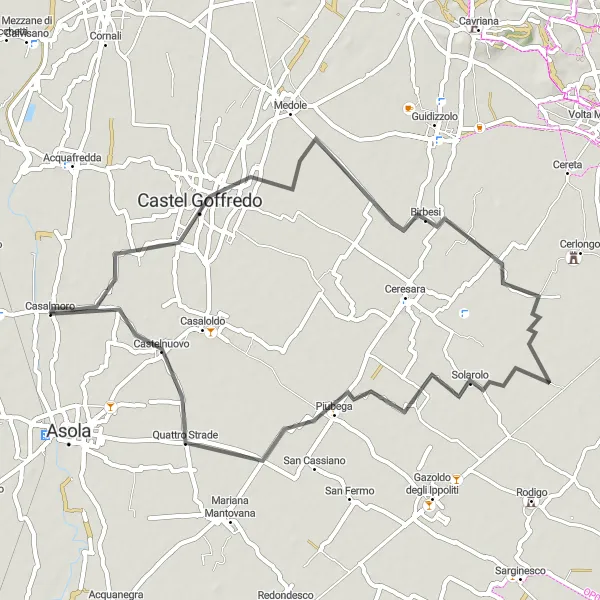 Miniatura mapy "Spacer przez Castel Goffredo i Solarolo" - trasy rowerowej w Lombardia, Italy. Wygenerowane przez planer tras rowerowych Tarmacs.app