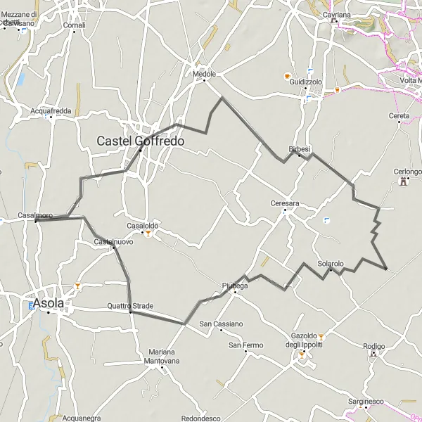 Miniatuurkaart van de fietsinspiratie "Rondrit vanuit Casalmoro via Castel Goffredo" in Lombardia, Italy. Gemaakt door de Tarmacs.app fietsrouteplanner