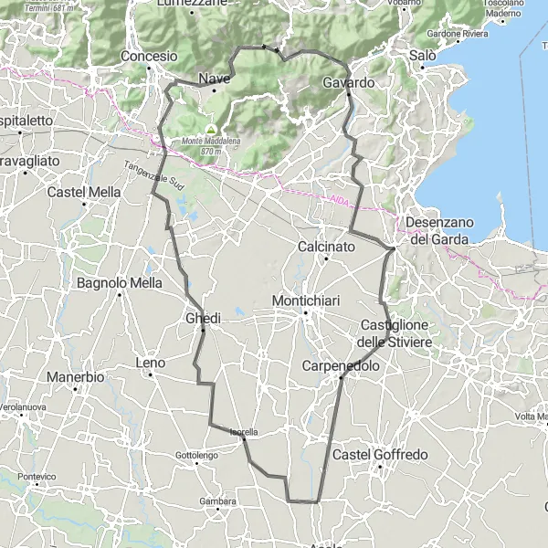 Miniatuurkaart van de fietsinspiratie "Uitdagende route door Lombardia" in Lombardia, Italy. Gemaakt door de Tarmacs.app fietsrouteplanner