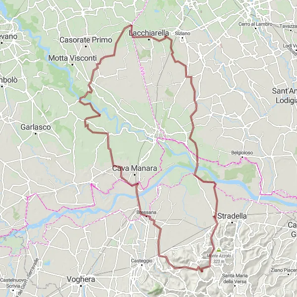 Miniaturní mapa "Gravelová cesta kolem Casarile" inspirace pro cyklisty v oblasti Lombardia, Italy. Vytvořeno pomocí plánovače tras Tarmacs.app