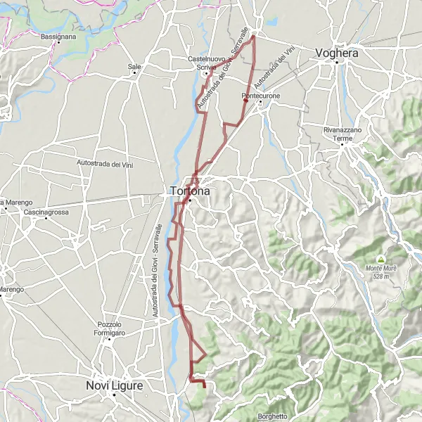 Miniaturní mapa "Gravel Bike - Casei to Castello degli Squadrelli" inspirace pro cyklisty v oblasti Lombardia, Italy. Vytvořeno pomocí plánovače tras Tarmacs.app
