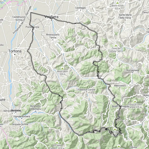 Zemljevid v pomanjšavi "Road adventure near Casei" kolesarske inspiracije v Lombardia, Italy. Generirano z načrtovalcem kolesarskih poti Tarmacs.app