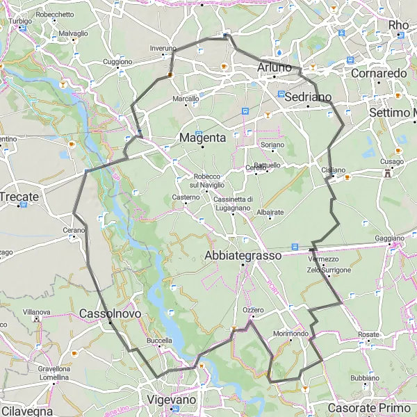 Miniatura mapy "Trasa przez Lombardię" - trasy rowerowej w Lombardia, Italy. Wygenerowane przez planer tras rowerowych Tarmacs.app
