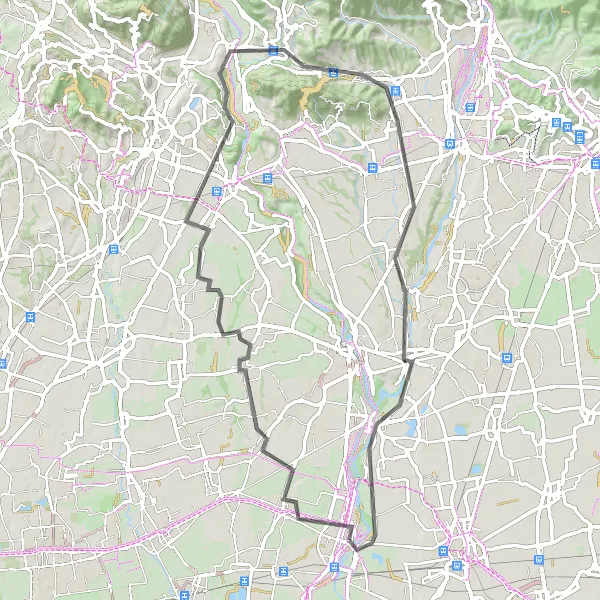 Miniaturní mapa "Okruhová cyklistická trasa Basiano - Fara Gera d'Adda" inspirace pro cyklisty v oblasti Lombardia, Italy. Vytvořeno pomocí plánovače tras Tarmacs.app