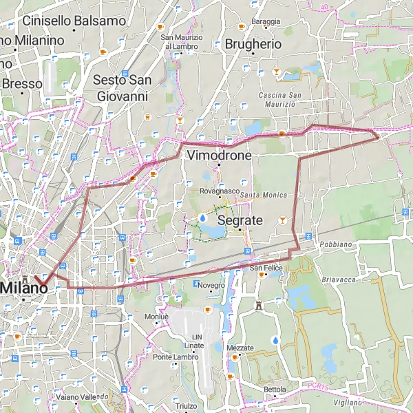 Miniatura mapy "Trasa gravelowa przez Pioltello i Milan" - trasy rowerowej w Lombardia, Italy. Wygenerowane przez planer tras rowerowych Tarmacs.app