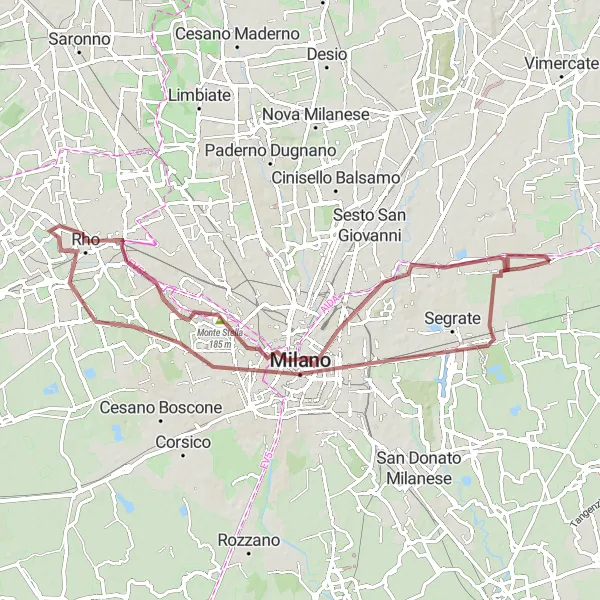 Miniatura mapy "Przygoda gravelowa w Lombardii od Vimodrone do Cernusco sul Naviglio" - trasy rowerowej w Lombardia, Italy. Wygenerowane przez planer tras rowerowych Tarmacs.app