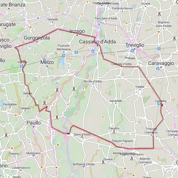 Miniature de la carte de l'inspiration cycliste "Tour des Villages Lombards" dans la Lombardia, Italy. Générée par le planificateur d'itinéraire cycliste Tarmacs.app
