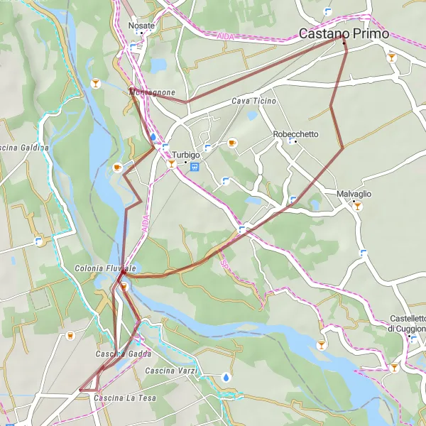 Map miniature of "Castano Grande Gravel Loop" cycling inspiration in Lombardia, Italy. Generated by Tarmacs.app cycling route planner