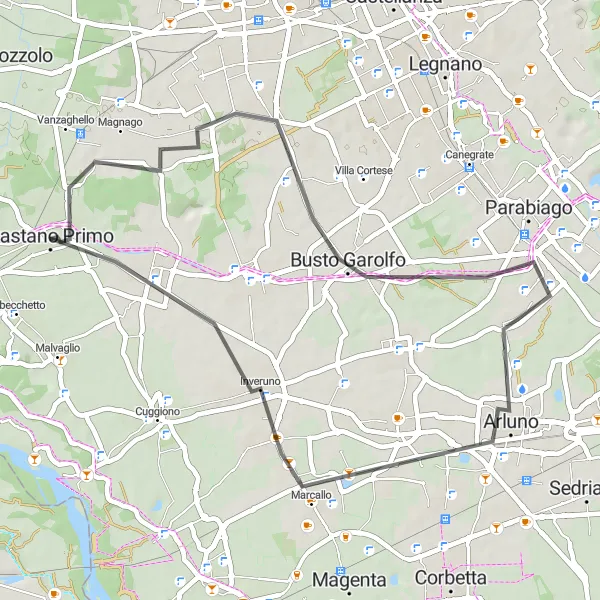 Miniatura della mappa di ispirazione al ciclismo "Il Giro dei Borghi della Lombardia" nella regione di Lombardia, Italy. Generata da Tarmacs.app, pianificatore di rotte ciclistiche