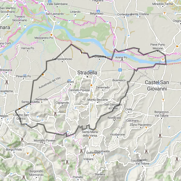 Karten-Miniaturansicht der Radinspiration "Die kulturelle Tour durch die Po-Ebene" in Lombardia, Italy. Erstellt vom Tarmacs.app-Routenplaner für Radtouren