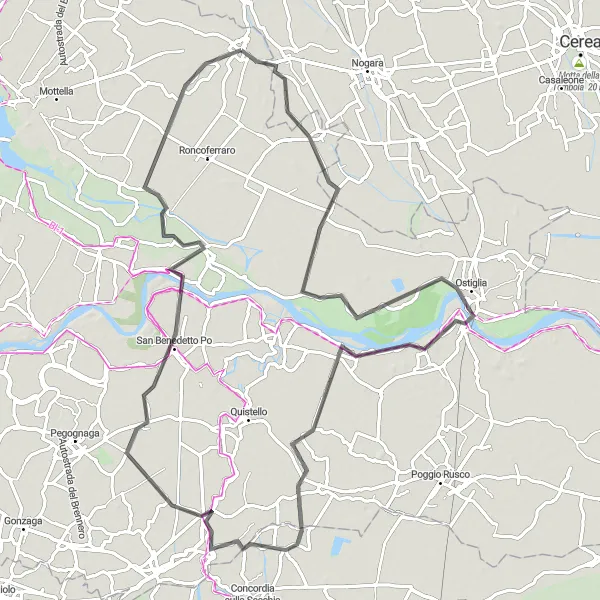 Karten-Miniaturansicht der Radinspiration "Entlang des Flusses Mincio" in Lombardia, Italy. Erstellt vom Tarmacs.app-Routenplaner für Radtouren