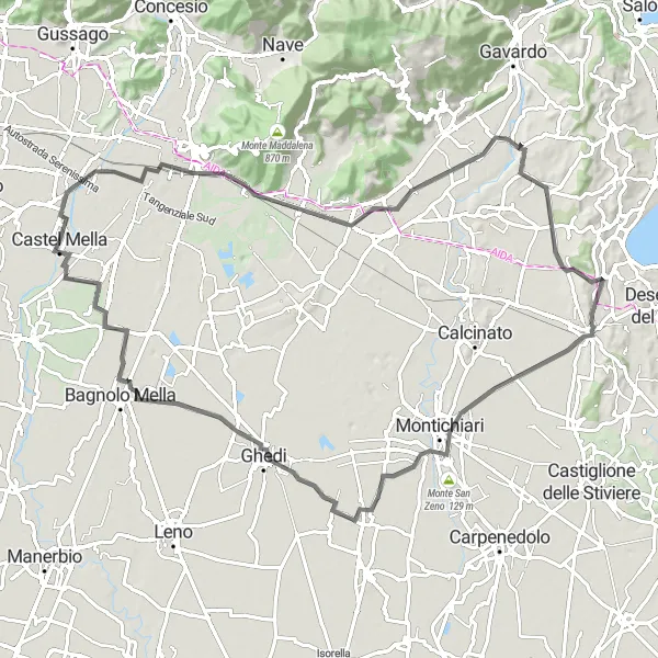 Miniature de la carte de l'inspiration cycliste "Le périple du Monte San Pietro" dans la Lombardia, Italy. Générée par le planificateur d'itinéraire cycliste Tarmacs.app