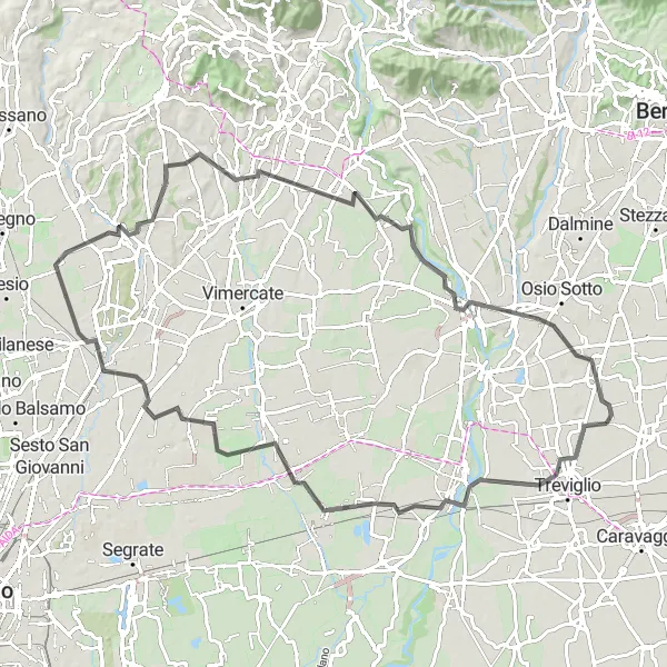 Kartminiatyr av "Historisk cykeltur genom Lombardiets landskap" cykelinspiration i Lombardia, Italy. Genererad av Tarmacs.app cykelruttplanerare