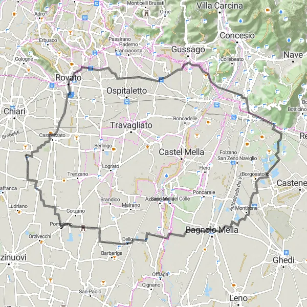 Mapa miniatúra "Okruhová cyklistická trasa cez Lombardiu" cyklistická inšpirácia v Lombardia, Italy. Vygenerované cyklistickým plánovačom trás Tarmacs.app