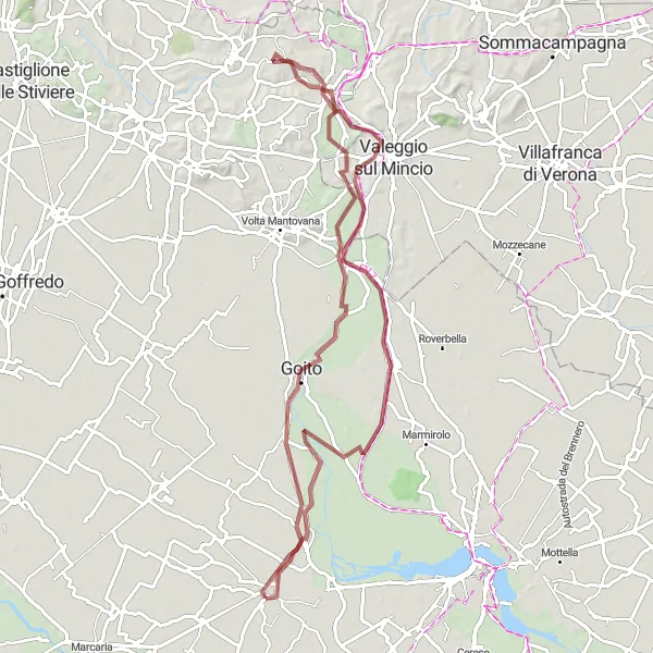 Miniaturní mapa "Gravel Route from Castellucchio" inspirace pro cyklisty v oblasti Lombardia, Italy. Vytvořeno pomocí plánovače tras Tarmacs.app