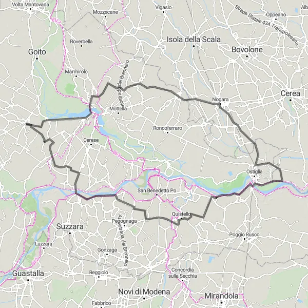 Miniatuurkaart van de fietsinspiratie "Fietsroute rond Castellucchio - Isola fiori loto" in Lombardia, Italy. Gemaakt door de Tarmacs.app fietsrouteplanner