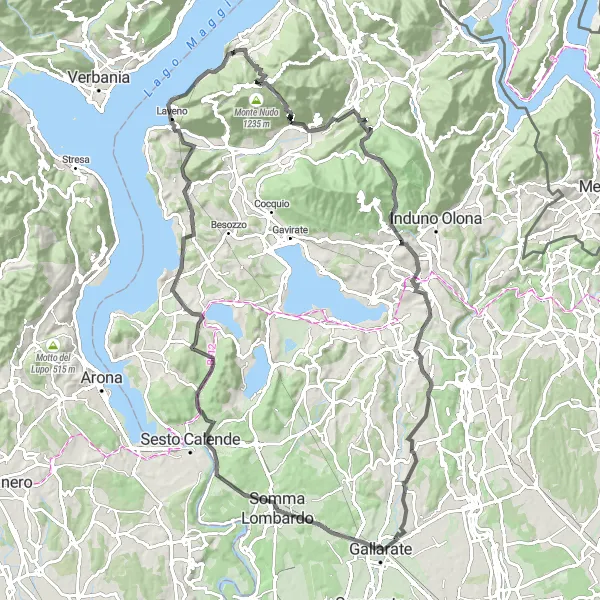 Map miniature of "Lakes and Summits Extravaganza" cycling inspiration in Lombardia, Italy. Generated by Tarmacs.app cycling route planner