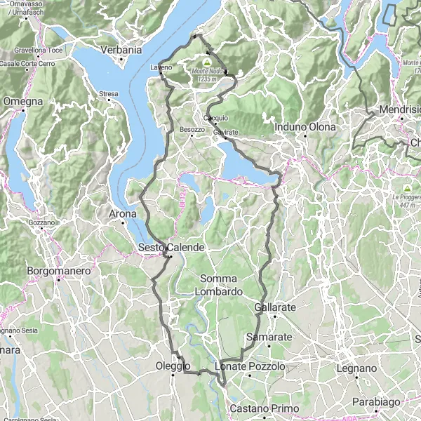 Miniatua del mapa de inspiración ciclista "Ruta de los Lagos de Lombardía" en Lombardia, Italy. Generado por Tarmacs.app planificador de rutas ciclistas