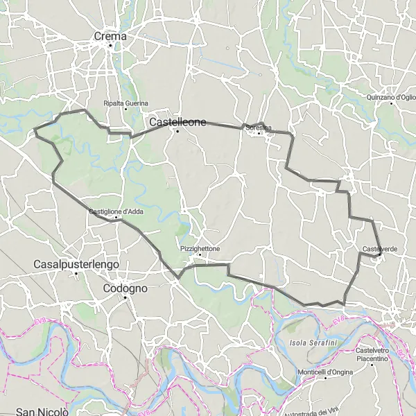 Miniatura mapy "Trasa rowerowa dookoła Castelverde" - trasy rowerowej w Lombardia, Italy. Wygenerowane przez planer tras rowerowych Tarmacs.app