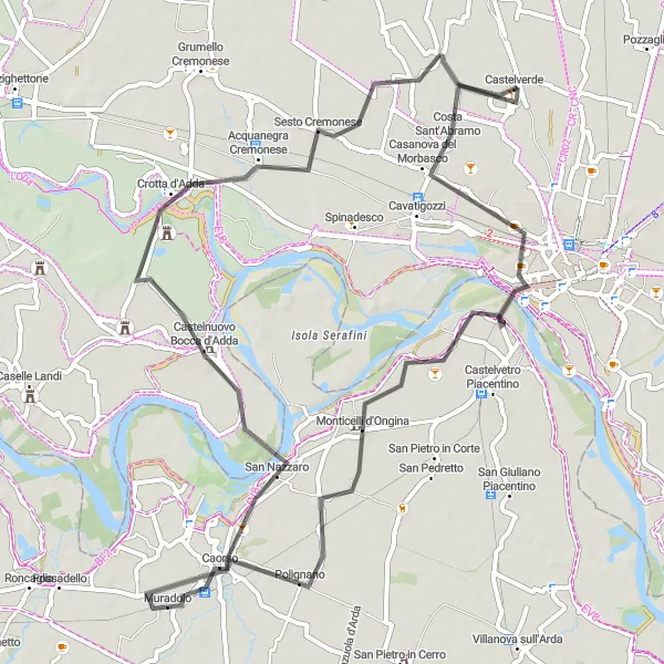 Miniatura mapy "Trasa przez attracco fluviale di Cremona" - trasy rowerowej w Lombardia, Italy. Wygenerowane przez planer tras rowerowych Tarmacs.app