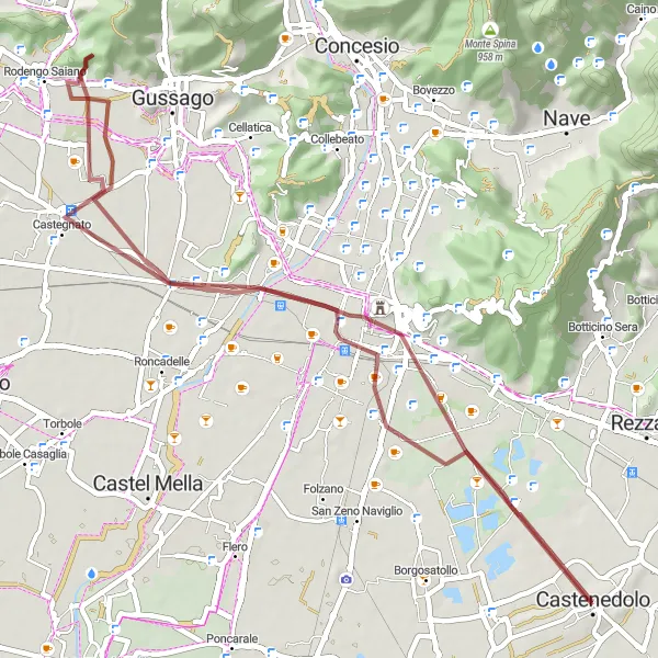Miniaturní mapa "Krátký gravelový okruh kolem Brescie" inspirace pro cyklisty v oblasti Lombardia, Italy. Vytvořeno pomocí plánovače tras Tarmacs.app