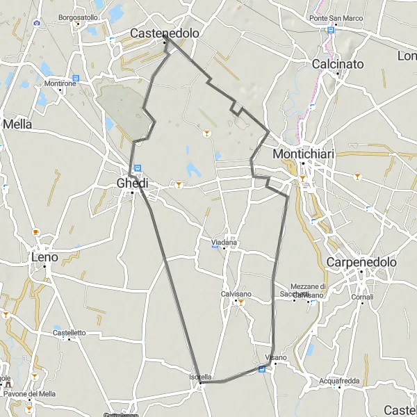 Map miniature of "The Castenedolo Loop" cycling inspiration in Lombardia, Italy. Generated by Tarmacs.app cycling route planner