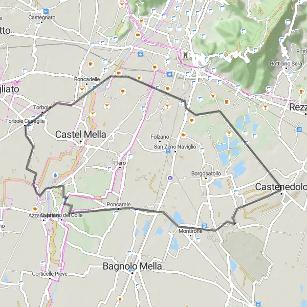 Map miniature of "Poncarale and Lamarmora Loop" cycling inspiration in Lombardia, Italy. Generated by Tarmacs.app cycling route planner