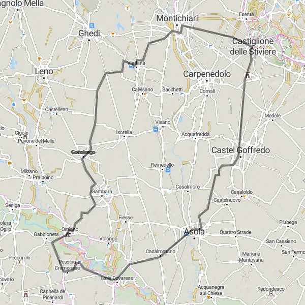 Mapa miniatúra "Trasa Castiglione delle Stiviere - Monte del Generale" cyklistická inšpirácia v Lombardia, Italy. Vygenerované cyklistickým plánovačom trás Tarmacs.app