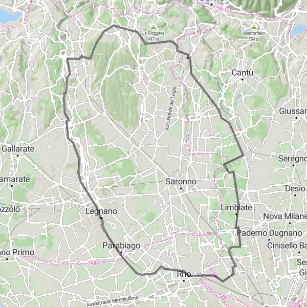 Miniatura della mappa di ispirazione al ciclismo "Avventura in Bicicletta da Castiglione Olona a Cairate" nella regione di Lombardia, Italy. Generata da Tarmacs.app, pianificatore di rotte ciclistiche