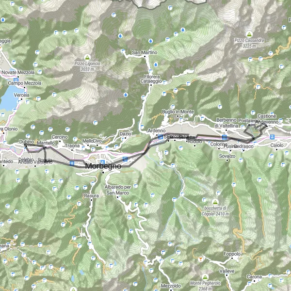 Mapa miniatúra "Výlet cez Crap del Mezzodì a Culmine di Dazio" cyklistická inšpirácia v Lombardia, Italy. Vygenerované cyklistickým plánovačom trás Tarmacs.app