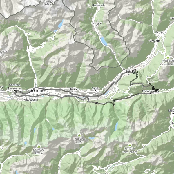 Miniature de la carte de l'inspiration cycliste "La boucle de Monte Padrio" dans la Lombardia, Italy. Générée par le planificateur d'itinéraire cycliste Tarmacs.app