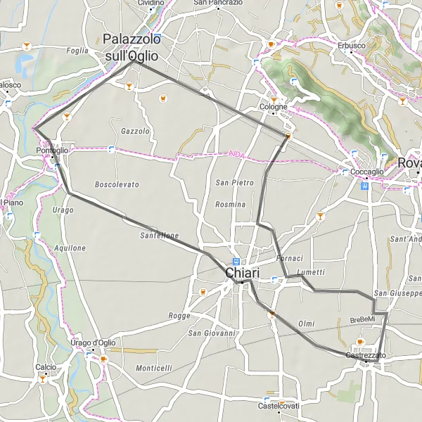 Mapa miniatúra "Cesta do historického Pontoglia" cyklistická inšpirácia v Lombardia, Italy. Vygenerované cyklistickým plánovačom trás Tarmacs.app