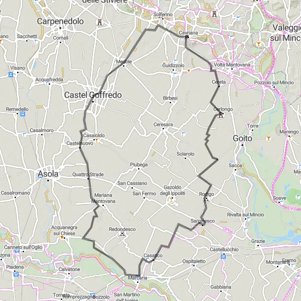 Map miniature of "Rolling Hills Trail" cycling inspiration in Lombardia, Italy. Generated by Tarmacs.app cycling route planner