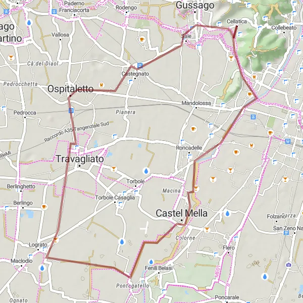 Map miniature of "The Gravel Adventure" cycling inspiration in Lombardia, Italy. Generated by Tarmacs.app cycling route planner