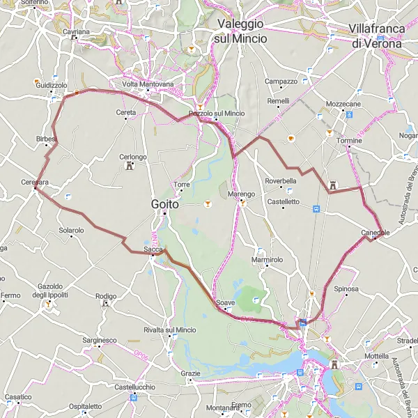 Kartminiatyr av "Grusveier i Naturparadiset" sykkelinspirasjon i Lombardia, Italy. Generert av Tarmacs.app sykkelrutoplanlegger