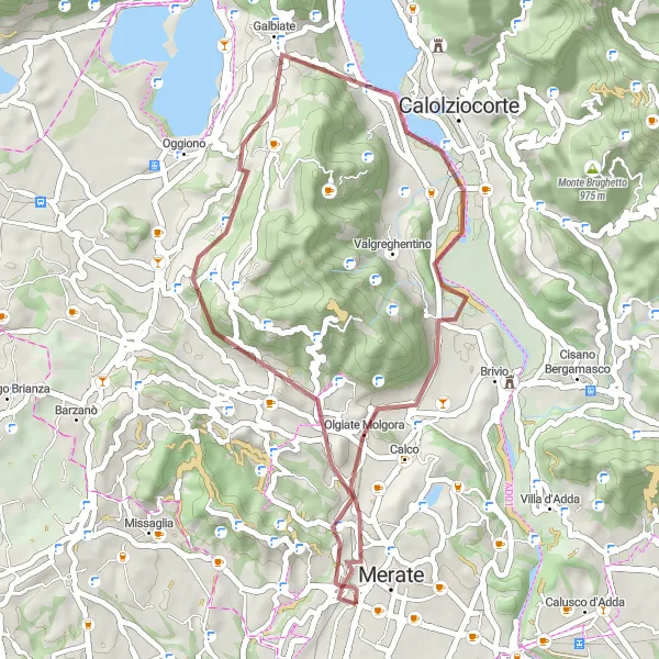 Zemljevid v pomanjšavi "Gravel Cycling Route: Cernusco Lombardone Loop" kolesarske inspiracije v Lombardia, Italy. Generirano z načrtovalcem kolesarskih poti Tarmacs.app