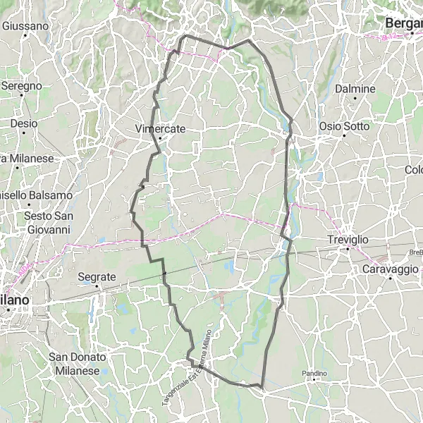 Miniaturní mapa "Road Route to Carnate" inspirace pro cyklisty v oblasti Lombardia, Italy. Vytvořeno pomocí plánovače tras Tarmacs.app
