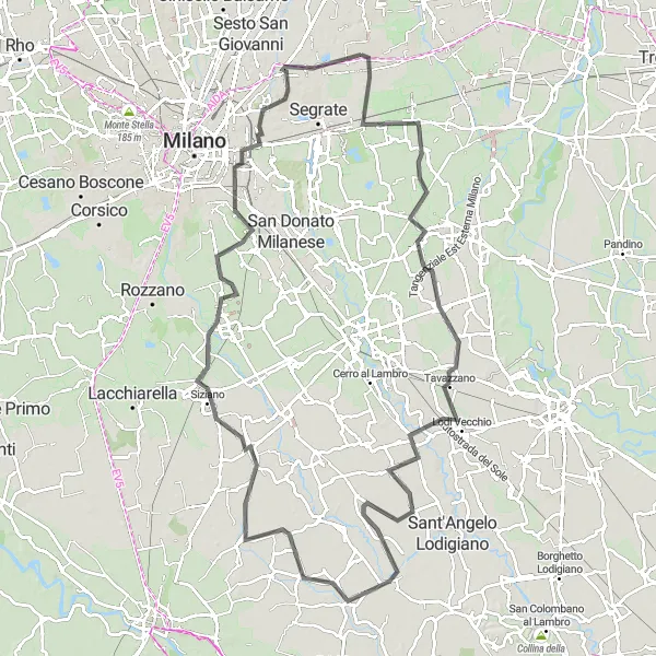 Mapa miniatúra "Rozmanitá cyklotrasa cez Lombardské dedinky" cyklistická inšpirácia v Lombardia, Italy. Vygenerované cyklistickým plánovačom trás Tarmacs.app