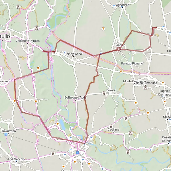 Miniatura della mappa di ispirazione al ciclismo "Percorso in gravel verso Arcagna" nella regione di Lombardia, Italy. Generata da Tarmacs.app, pianificatore di rotte ciclistiche