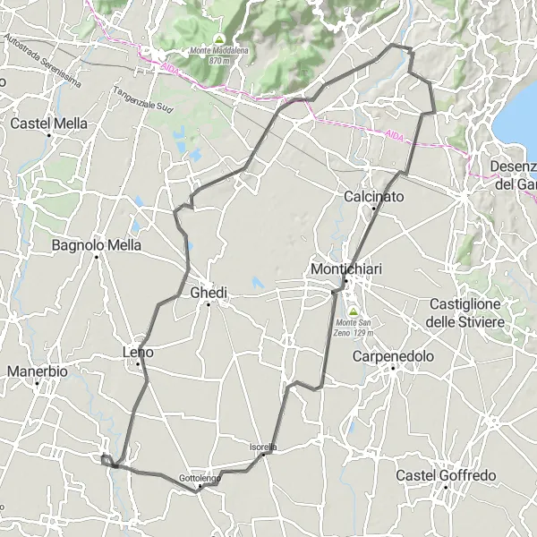 Miniatura della mappa di ispirazione al ciclismo "Giro Panoramico tra Cigole e Monte Predelle" nella regione di Lombardia, Italy. Generata da Tarmacs.app, pianificatore di rotte ciclistiche