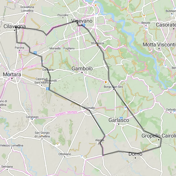 Miniatura mapy "Trasa do Vigevano i Alagna" - trasy rowerowej w Lombardia, Italy. Wygenerowane przez planer tras rowerowych Tarmacs.app